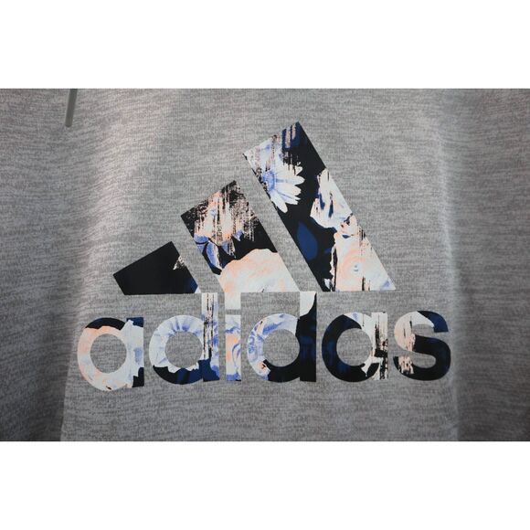 Adidas 952194 Women's Sz L Gray Heather Floral Print Lined Pullover Hoodie - Picture 6 of 6